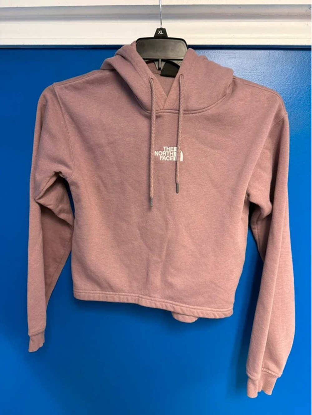 The North Face Womens Extra Small Mauve Pink Cropped Fleece Hoodie Sweatshirt